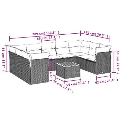 Vrtna garnitura - 10-dijelni set vrtnih sofa s jastucima bež od poliratana - Bež stol + 4x kutna + 5x srednja 1 Cijena