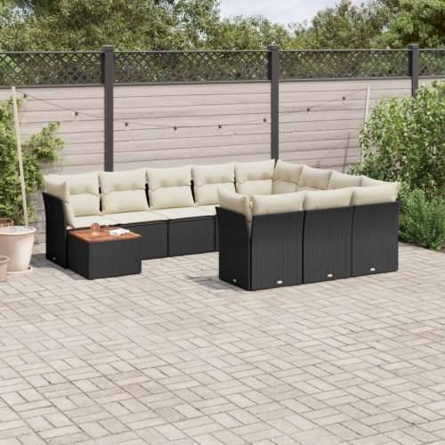 Vrtna garnitura - 11-dijelni set vrtnih sofa od poliratana s jastucima crni - Crna i krem stol + 4x kutna + 6x srednja 1 Cijena