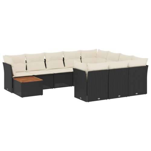 Vrtna garnitura - 11-dijelni set vrtnih sofa od poliratana s jastucima crni - Crna i krem stol + 4x kutna + 6x srednja 1 Cijena