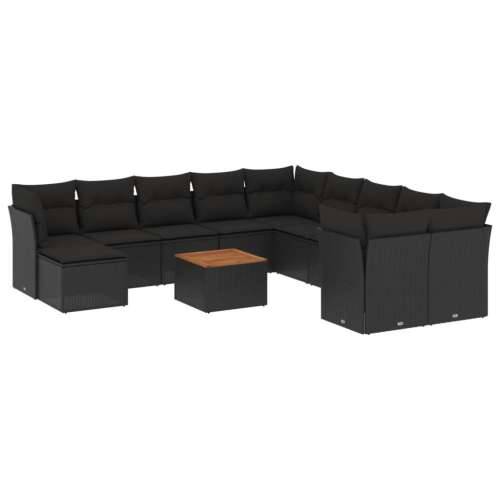 Vrtna garnitura - 12-dijelni set vrtnih sofa od poliratana s jastucima crni - Crna 1 Cijena