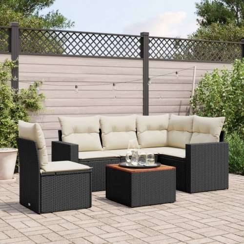 Vrtna garnitura - 6-dijelni set vrtnih sofa s jastucima crni od poliratana - Crna i krem 2x middle + table + 1x corner 1 Cijena