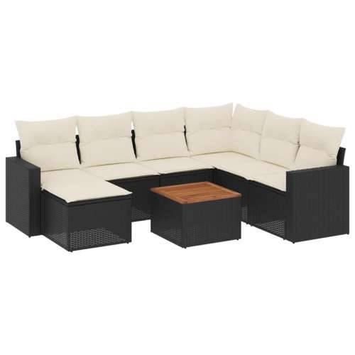 Vrtna garnitura - 8-dijelni set vrtnih sofa od poliratana s jastucima crni - Crna i krem 1 kutna + stol + 3x srednja Cijena