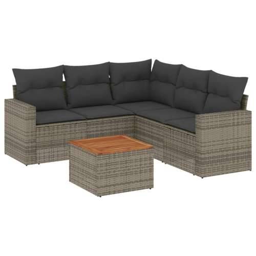 Vrtna garnitura - 6-dijelni set vrtnih sofa od poliratana s jastucima sivi - siva i tamnosiva 2x srednja + kutna +stol 1 Cijena