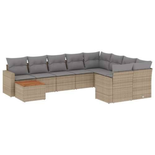 Vrtna garnitura - 10-dijelni set vrtnih sofa s jastucima bež od poliratana - bež i siva 1 stol + 2x kutna + 5x srednja Cijena
