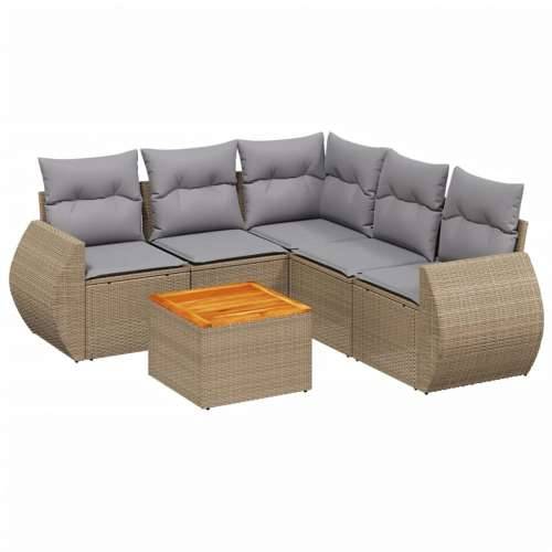 Vrtna garnitura - 6-dijelni set vrtnih sofa s jastucima bež od poliratana - bež i siva kutna + stol + 2x srednja 1 Cijena