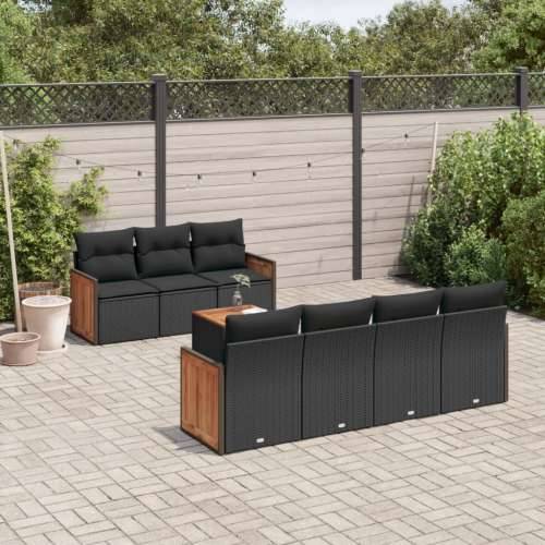 Vrtna garnitura - 8-dijelni set vrtnih sofa od poliratana s jastucima crni - Crna 1 Cijena