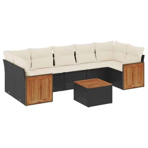 Vrtna garnitura - 8-dijelni set vrtnih sofa od poliratana s jastucima crni - Crna i krem 1 Cijena