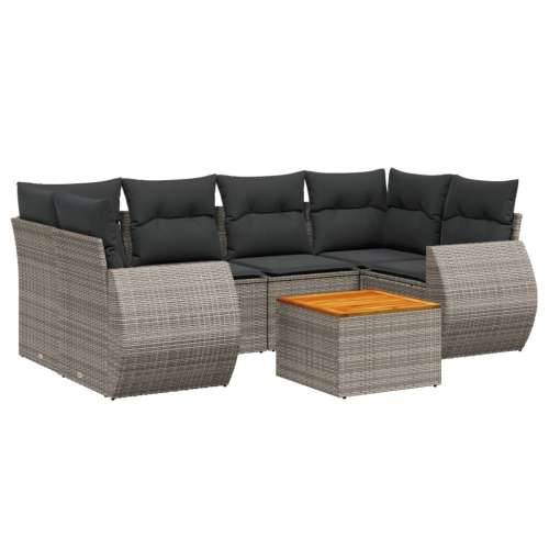 Vrtna garnitura - 7-dijelni set vrtnih sofa sivi od poliratana - Siva 1 Cijena