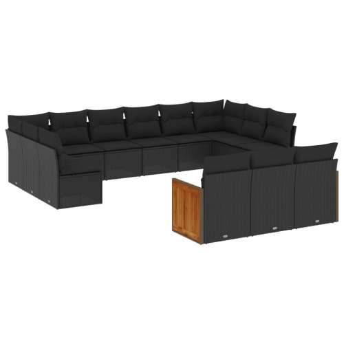 Vrtna garnitura - 13-dijelni set vrtnih sofa s jastucima poliratan crni - Crna Bez stola 1 Cijena