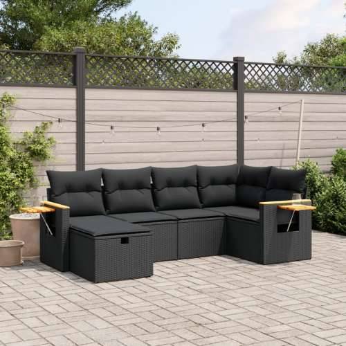 Vrtna garnitura - 6-dijelni set vrtnih sofa s jastucima crni od poliratana - Crna bez spremišta 6 Cijena