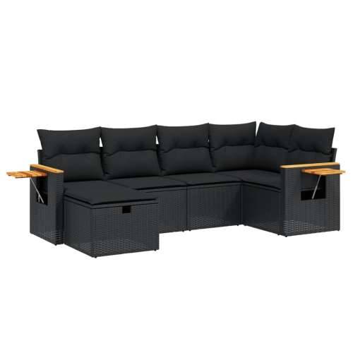Vrtna garnitura - 6-dijelni set vrtnih sofa s jastucima crni od poliratana - Crna bez spremišta 6 Cijena