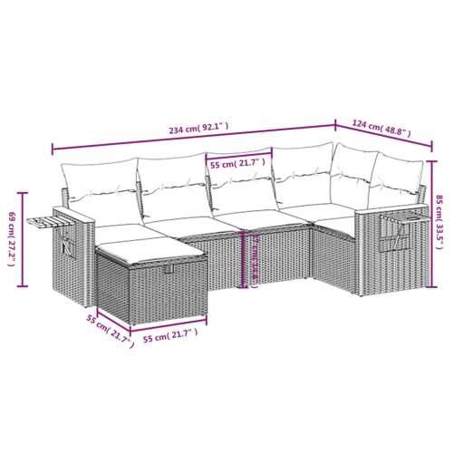 Vrtna garnitura - 6-dijelni set vrtnih sofa s jastucima crni od poliratana - Crna bez spremišta 6 Cijena