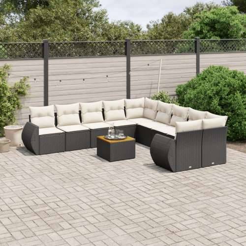 Vrtna garnitura - 10-dijelni set vrtnih sofa od poliratana s jastucima crni Crna i krem stol + 2x kutna + 6x srednja 1 Cijena