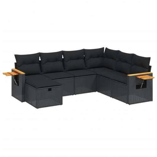Vrtna garnitura - 7-dijelni set vrtnih sofa od poliratana s jastucima crni - Crna Bez stola 1 Cijena