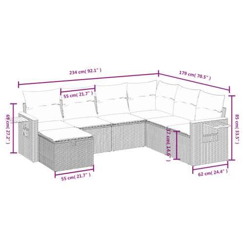 Vrtna garnitura - 7-dijelni set vrtnih sofa od poliratana s jastucima crni - Crna Bez stola 1 Cijena