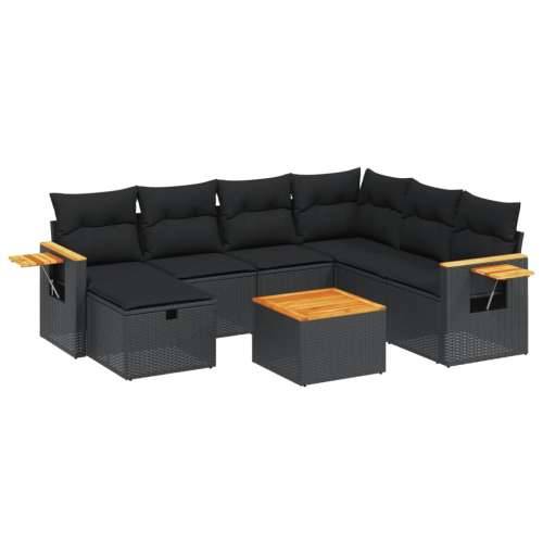 Vrtna garnitura - 8-dijelni set vrtnih sofa od poliratana s jastucima crni - Crna Sa stolom 1 Cijena