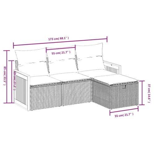 Vrtna garnitura - 4-dijelni set vrtnih sofa od poliratana s jastucima crni - Crna bez spremišta 1 Cijena