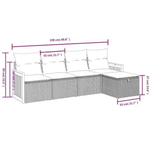 5-dijelni vrtni set sofa s jastucima bež od poliratana - Bež bez spremišta 5 Cijena