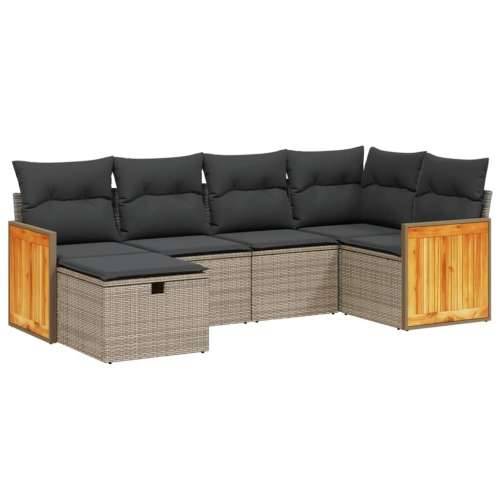 Vrtna garnitura - 6-dijelni set vrtnih sofa od poliratana s jastucima sivi - Siva bez spremišta 6 Cijena