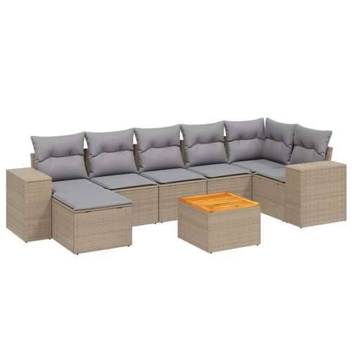 Vrtna garnitura - 8-dijelni set vrtnih sofa od poliratana s jastucima bež - bež i siva kutna + 3x srednja + tabure + stol 1 Cijena