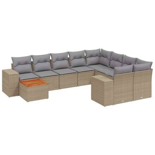 Vrtna garnitura - 10-dijelni set vrtnih sofa s jastucima bež od poliratana - bež i siva table + 2x corner + 5x middler 1 Cijena