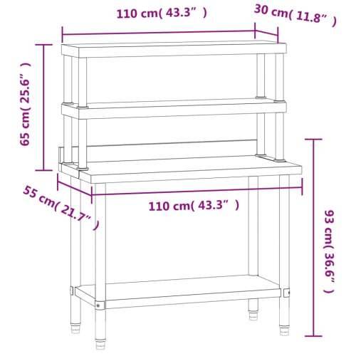 Kuhinjski radni stol s policom 110x55x150 cm nehrđajući čelik Cijena