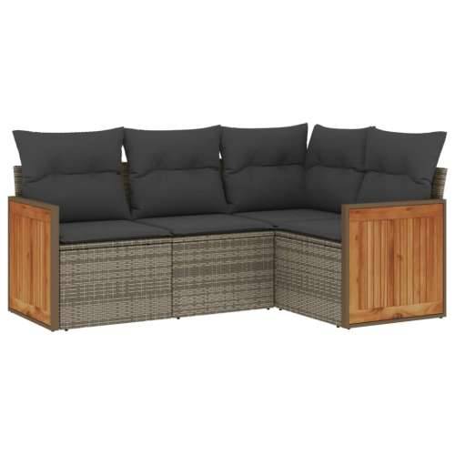 Vrtna garnitura - 4-dijelni set vrtnih sofa od poliratana s jastucima sivi - Siva Bez stola 1 Cijena