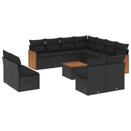 Vrtna garnitura - 12-dijelni set vrtnih sofa od poliratana s jastucima crni - Crna Sa stolom 1 Cijena