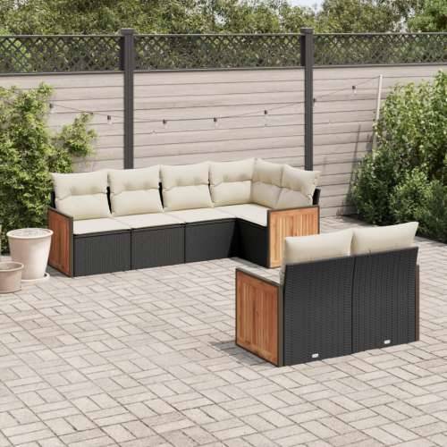 Vrtna garnitura - 7-dijelni set vrtnih sofa od poliratana s jastucima crni Cijena