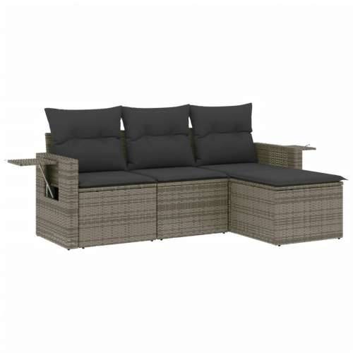 Vrtna garnitura - 4-dijelni set vrtnih sofa od poliratana s jastucima sivi - Siva Bez stola 1 Cijena
