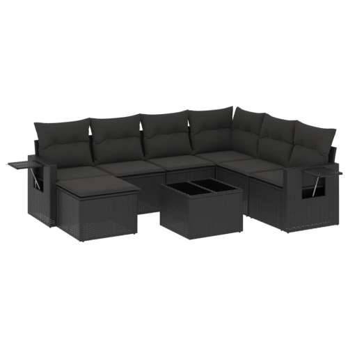 Vrtna garnitura - 8-dijelni set vrtnih sofa od poliratana s jastucima crni - Crna Bez stola 1 Cijena