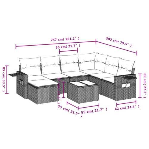 Vrtna garnitura - 8-dijelni set vrtnih sofa od poliratana s jastucima crni - Crna Bez stola 1 Cijena