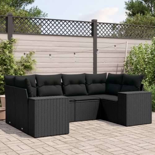 Vrtna garnitura - 6-dijelni set vrtnih sofa s jastucima crni od poliratana - Crna 1 Cijena