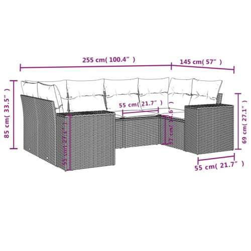 Vrtna garnitura - 6-dijelni set vrtnih sofa s jastucima crni od poliratana - Crna 1 Cijena