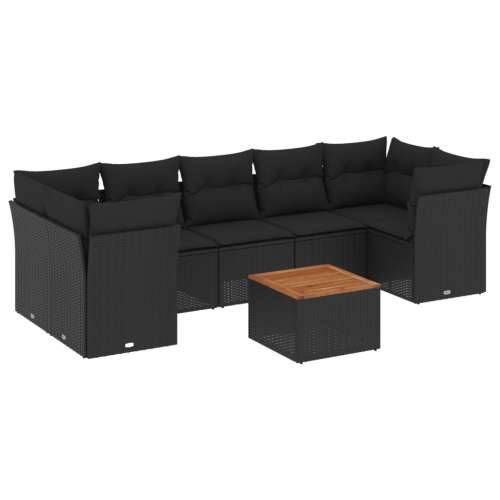 Vrtna garnitura - 8-dijelni set vrtnih sofa od poliratana s jastucima crni - Crna 3x srednja + 2x kutna + stol 1 Cijena