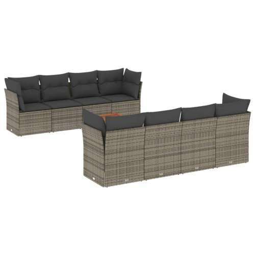 Vrtna garnitura - 9-dijelni set vrtnih sofa od poliratana s jastucima sivi - Siva 4x srednja + stol + 4x kutna 1 Cijena
