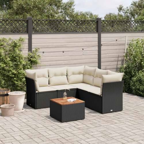 Vrtna garnitura - 6-dijelni set vrtnih sofa s jastucima crni od poliratana - Crna i krem 3x kutna + stol + 2x srednja 1 Cijena