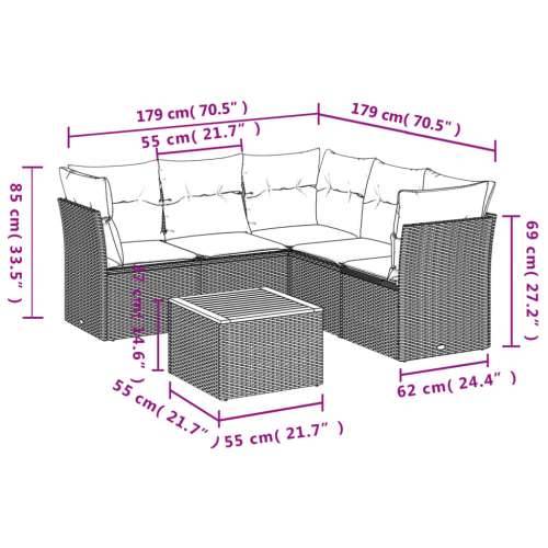 Vrtna garnitura - 6-dijelni set vrtnih sofa s jastucima bež od poliratana - Bež 3x kutna + stol + 2x srednja 1 Cijena