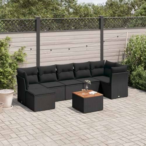 Vrtna garnitura - 8-dijelni set vrtnih sofa od poliratana s jastucima crni - Crna 3x kutna + stol + 3x srednja 1 Cijena