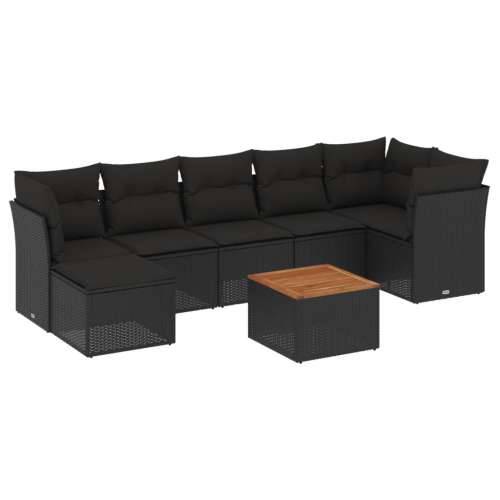 Vrtna garnitura - 8-dijelni set vrtnih sofa od poliratana s jastucima crni - Crna 3x kutna + stol + 3x srednja 1 Cijena