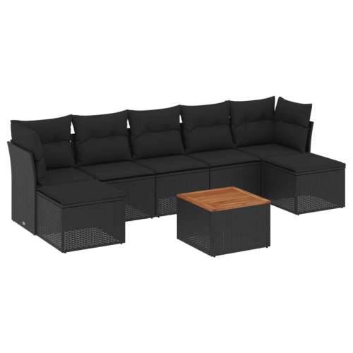 Vrtna garnitura - 8-dijelni set vrtnih sofa od poliratana s jastucima crni - Crna 1 Cijena