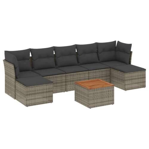 Vrtna garnitura - 8-dijelni set vrtnih sofa od poliratana s jastucima sivi - Siva 1 Cijena