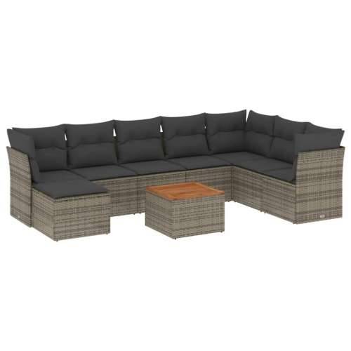 Vrtna garnitura - 9-dijelni set vrtnih sofa od poliratana s jastucima sivi - siva i tamnosiva 1 Cijena