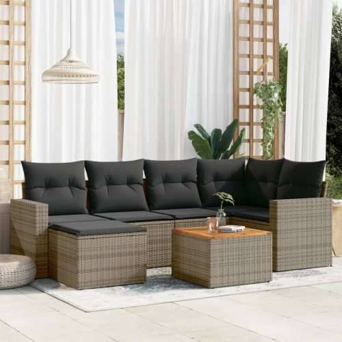 Vrtna garnitura - 7-dijelni set vrtnih sofa sivi od poliratana - Siva 1 Cijena
