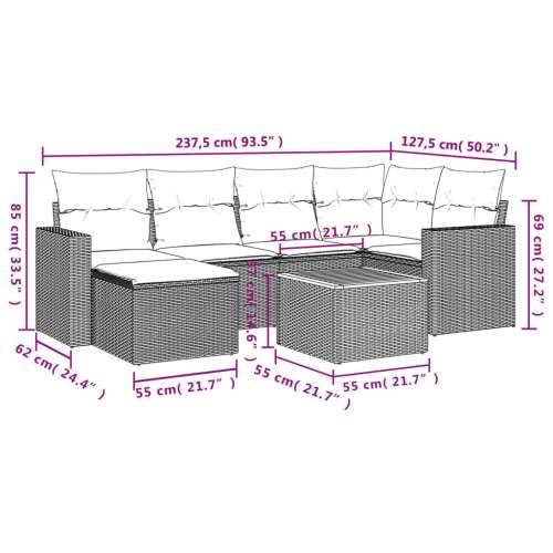 Vrtna garnitura - 7-dijelni set vrtnih sofa sivi od poliratana - Siva 1 Cijena