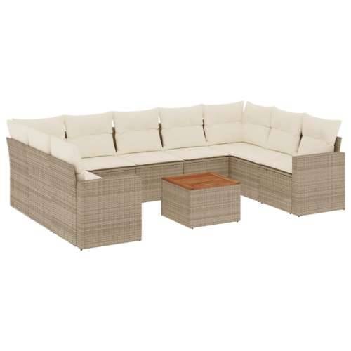 Vrtna garnitura - 10-dijelni set vrtnih sofa s jastucima bež od poliratana - Bež 1 2x corner + table + 5x middle Cijena