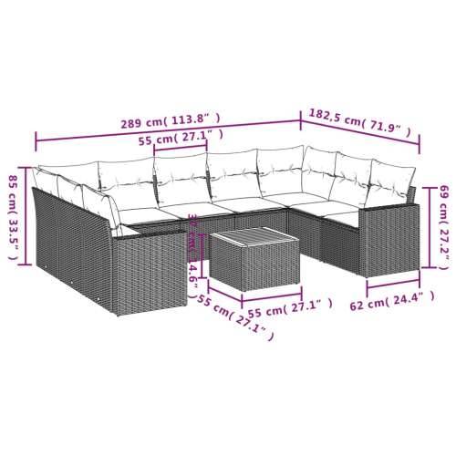 Vrtna garnitura - 10-dijelni set vrtnih sofa s jastucima bež od poliratana - Bež 1 2x corner + table + 5x middle Cijena