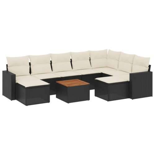 Vrtna garnitura - 10-dijelni set vrtnih sofa s jastucima crni od poliratana - Crna i krem 10 Cijena