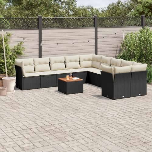 Vrtna garnitura - 11-dijelni set vrtnih sofa od poliratana s jastucima crni - Crna i krem stol + 6x srednja + 4x kutna 1 Cijena