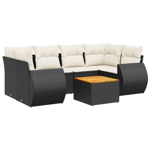 Vrtna garnitura - 7-dijelni set vrtnih sofa od poliratana s jastucima crni - Crna i krem 1 Cijena